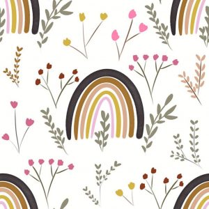 Rainbow flowers offwhite